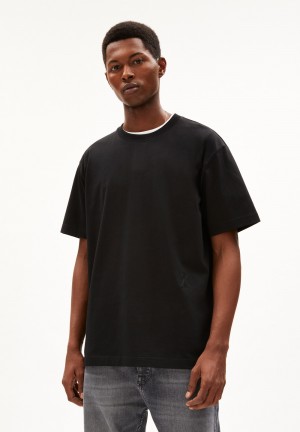 ARMEDANGELS AADRU Heavyweight T-Shirt Oversized Fit made of Organic Cotton Noir | 4289067-QF