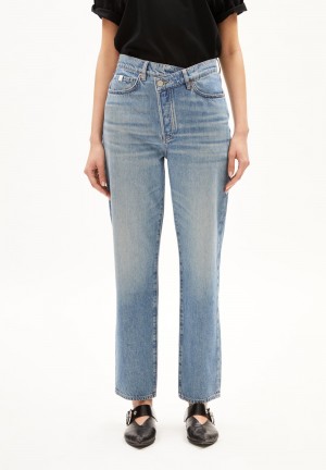 ARMEDANGELS AAIKALA DETAIL Jeans Straight Leg High Waist Organic Cotton Mix Non-Stretch Cerulean | 2590843-WP