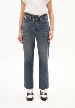 ARMEDANGELS AAIKALA DETAIL Jeans Straight Leg High Waist Organic Cotton Mix Non-Stretch Indigo | 5812306-DM