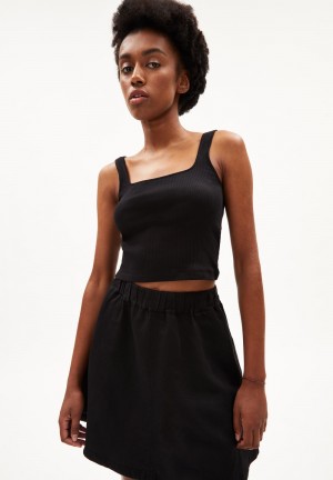ARMEDANGELS AANONG Rib-Top Slim Fit made of Organic Cotton Mix Noir | 8763014-ZI