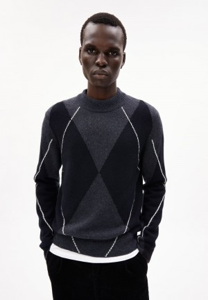 ARMEDANGELS AARGELIUS Sweater Regular Fit made of Organic Wool Mix Steel Melange-black-oatmilk | 6213087-WD