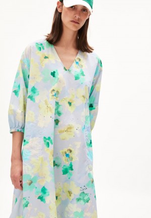 ARMEDANGELS AARVILIN AQUA FLORAL Woven Dress Oversized Fit made of Organic Cotton Morning Sky | 5264917-SF