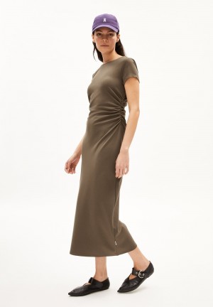 ARMEDANGELS ADAAJA Jersey Dress Slim Fit made of LENZING™ ECOVERO™ Viscose Mix Dried Moss | 5021389-DX