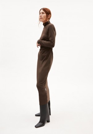 ARMEDANGELS ADAAJA LONGSLEEVE Jersey Dress Slim Fit made of Organic Cotton Mix Cafe | 0461879-PU