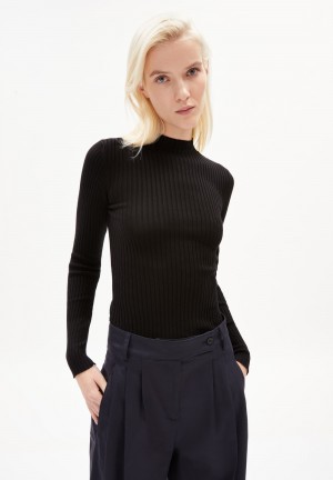 ARMEDANGELS ALAANIA Sweater Slim Fit made of Organic Cotton Noir | 3982451-XW
