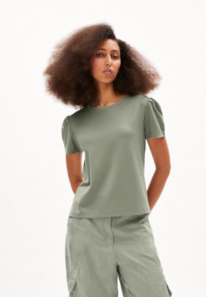 ARMEDANGELS ALEJANDRAA T-Shirt Regular Fit made of LENZING™ ECOVERO™ Viscose Mix Grise Vert | 8239401-BO
