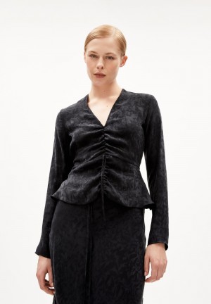 ARMEDANGELS ANAYAA JACQ Blouse Regular Fit made of TENCEL™ Lyocell Mix Noir | 8350476-AI