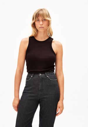 ARMEDANGELS ANITAA LI Top Slim Fit made of TENCEL™ Lyocell Wool Mix Noir | 7456023-AF