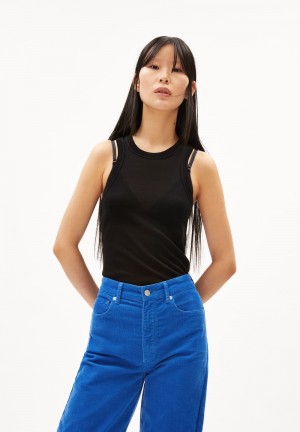 ARMEDANGELS ANITAA LI Top Slim Fit made of TENCEL™ Lyocell Wool Mix Noir | 8364120-NR