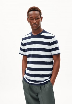 ARMEDANGELS BAHAAR STRIPES T-Shirt Relaxed Fit made of Organic Cotton Night Sky-white | 9146872-HK
