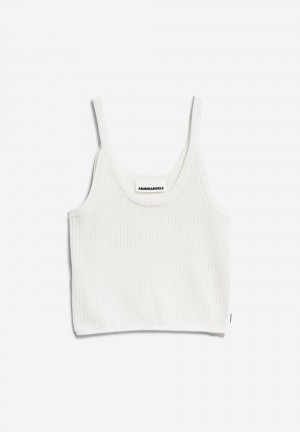 ARMEDANGELS BELLAAS LINO Knit Top Regular Fit made of Linen-Mix Blanche | 8937150-BY