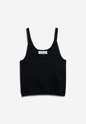 ARMEDANGELS BELLAAS LINO Knit Top Regular Fit made of Linen-Mix Noir | 7518340-NM