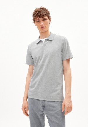 ARMEDANGELS BRAAN PREMIUM Polo T-Shirt Regular Fit made of Organic Cotton Mix Grise | 6140259-PA