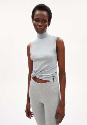 ARMEDANGELS CILIAA Top Slim Fit made of TENCEL™ Lyocell Mix Grise | 0735869-DL