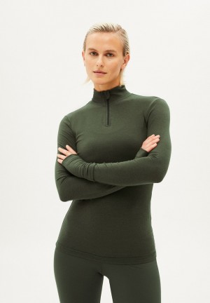 ARMEDANGELS DESNAA Activewear Longsleeve Slim Fit made of TENCEL™ Lyocell Mix Noir Vert | 2395164-DS