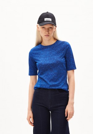 ARMEDANGELS DONAAJI MILLES FLEURS T-Shirt Slim Fit made of Organic Cotton Bleu | 3520914-AT