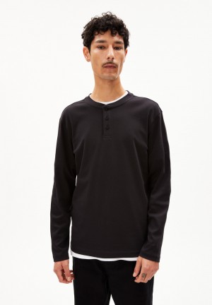 ARMEDANGELS FAANO PREMIUM Longsleeve Slim Fit made of Organic Cotton Noir | 2379085-SU