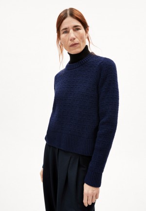 ARMEDANGELS FABIOLAA Sweater Regular Fit made of Organic Wool Mix Noir Bleu | 0153948-LG
