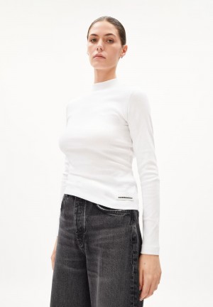ARMEDANGELS FATIMAARA Rib-Longsleeve Slim Fit made of Organic Cotton Mix Blanche | 7083692-YR