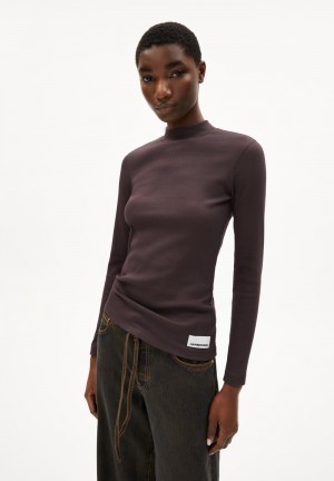 ARMEDANGELS FATIMAARA Rib-Longsleeve Slim Fit made of Organic Cotton Mix Cafe | 5087341-VP