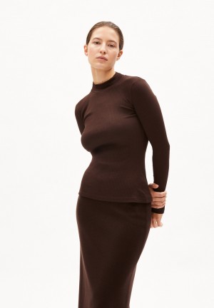 ARMEDANGELS FATIMAA Rib Longsleeve Slim Fit made of Organic Cotton Mix Noir | 1430856-VW