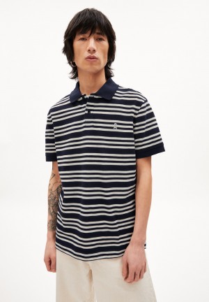 ARMEDANGELS FIBRAA STRIPES T-Shirt Regular Fit made of Organic Cotton Night Sky | 6982354-EL