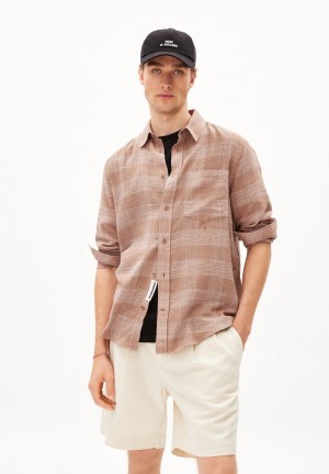 ARMEDANGELS FLAAVIEN Shirt Relaxed Fit made of Organic Cotton Mix Cinnamon Dust-grey Blush | 2378490-TN