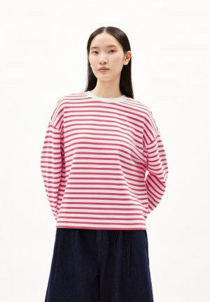ARMEDANGELS FRANKAA MAARLEN STRIPE Sweatshirt Oversized Fit made of Organic Cotton Undyed-crushed Berry | 0498152-QF
