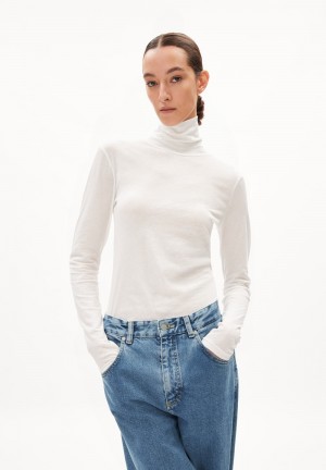 ARMEDANGELS GRAZILIAA SOFT Longsleeve Slim Fit made of Organic Cotton Blanche | 9317028-ZD