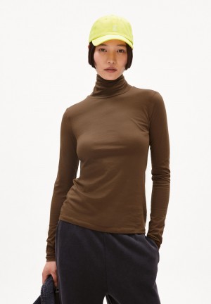 ARMEDANGELS GRAZILIAA SOFT Longsleeve Slim Fit made of Organic Cotton Dried Moss | 3481092-UR