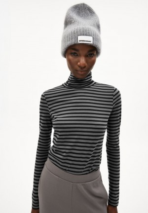 ARMEDANGELS GRAZILIAA STRIPES Longsleeve Slim Fit made of Organic Cotton Iron Cast-black | 1576420-YR