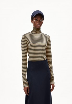 ARMEDANGELS GRAZILIAA STRIPES Longsleeve Slim Fit made of Organic Cotton Gravel-dried Moss | 0175328-VI