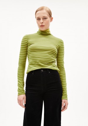 ARMEDANGELS GRAZILIAA STRIPES Longsleeve Slim Fit made of Organic Cotton New Moss-dark Moss | 5496873-RH