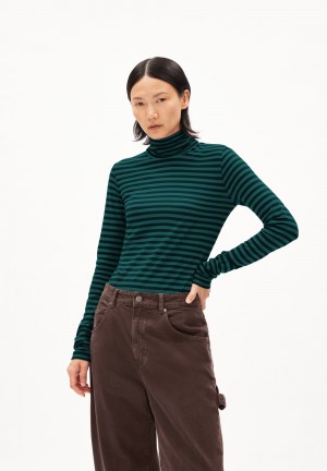 ARMEDANGELS GRAZILIAA STRIPES Longsleeve Slim Fit made of Organic Cotton Teal Stone-black | 7105932-JX