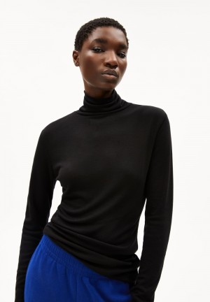 ARMEDANGELS GRAZILIAA WOOL BLEND Longsleeve Slim Fit made of Organic Wool Mix Noir | 3648920-FW