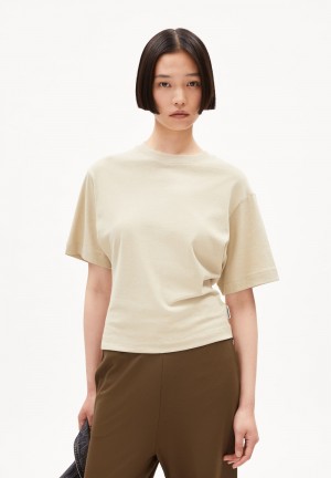 ARMEDANGELS HERSILIAA Heavyweight T-Shirt Slim Fit made of Organic Cotton Mix Gravel | 4605839-DU