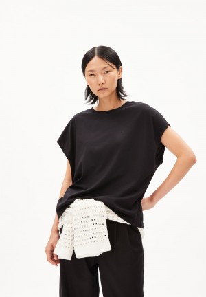 ARMEDANGELS INAARA T-Shirt Oversized Fit made of Organic Cotton Noir | 2680975-EI