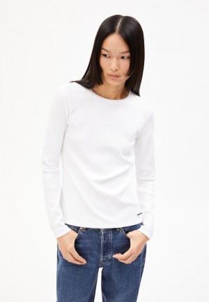 ARMEDANGELS JAALIA Rib-Longsleeve Regular Fit made of Organic Cotton Mix Blanche | 0612785-JE
