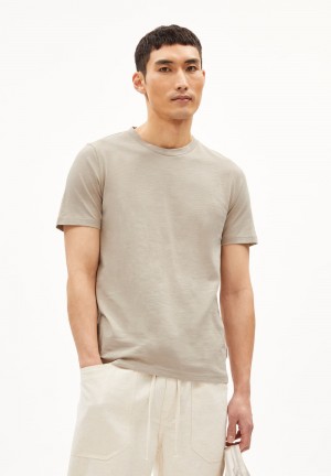 ARMEDANGELS JAAMES STRUCTURE Heavyweight T-Shirt Regular Fit made of Organic Cotton Sable | 7418350-KJ