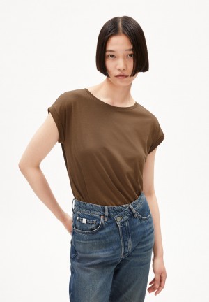 ARMEDANGELS JILAANA T-Shirt Regular Fit made of TENCEL™ Lyocell Mix Dried Moss | 1368754-SH