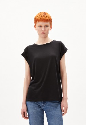 ARMEDANGELS JILAANA T-Shirt Regular Fit made of TENCEL™ Lyocell Mix Noir | 4632198-EZ
