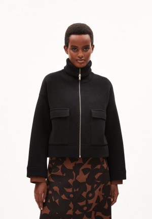 ARMEDANGELS JOANIAAS Knit Jacket Oversized Fit made of Organic Wool Mix Black-black | 9572308-ZU