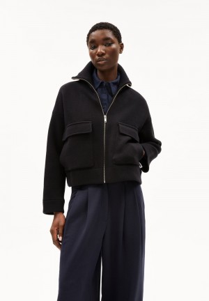 ARMEDANGELS JOANIAAS Knit Jacket Oversized Fit made of Organic Wool Mix Noir | 7065319-QO