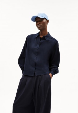 ARMEDANGELS JOELENAA BRUSHED Blouse Loose Fit made of Organic Cotton Night Sky | 0136859-GH