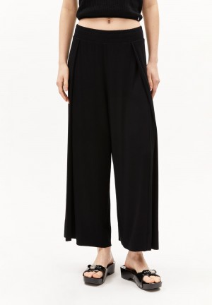 ARMEDANGELS KAARO LINI Jersey Pants made of LENZING™ ECOVERO™ Viscose Mix Noir | 3812504-RQ