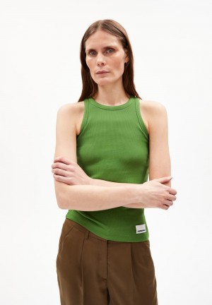 ARMEDANGELS KANITAA Rib-Top Slim Fit made of Organic Cotton Mix Vert | 8503194-DL