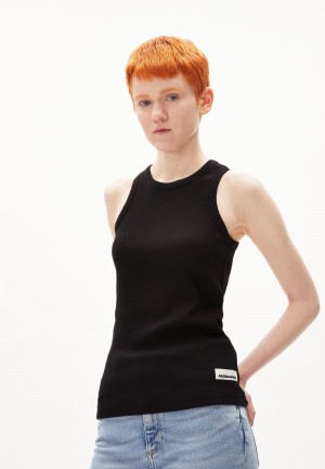 ARMEDANGELS KANITAA Rib-Top Slim Fit made of Organic Cotton Mix Noir | 7153286-YZ