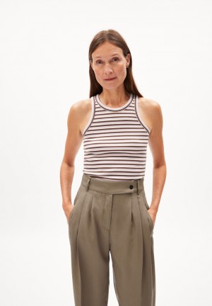 ARMEDANGELS KANITAA STRIPES Rib-Top Slim Fit made of Organic Cotton Mix Lavande | 8162370-IN