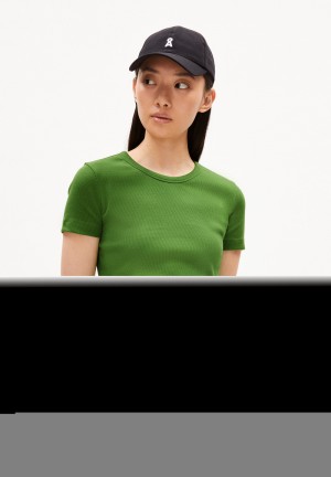 ARMEDANGELS KARDAA Rib-T-Shirt Regular Fit made of Organic Cotton Mix Vert | 5368924-NC