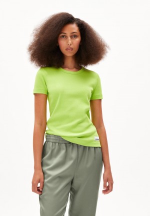 ARMEDANGELS KARDAA Rib-T-Shirt Regular Fit made of Organic Cotton Mix Super Lime | 7153082-EO